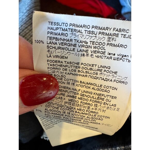 Marni Pants Women 12 Gray Black Check‎ Virgin Wool Straight Leg Trousers Luxury - Picture 11 of 11